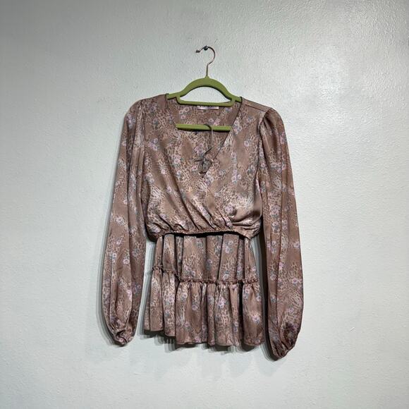 Blue Blush Tan Leopard Print Crop Top 2-Piece Skirt Set Sz S - Picture 1 of 12